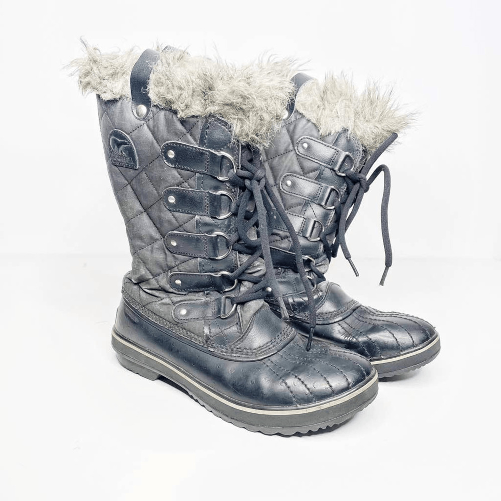SOREL Tofino II Fur Lined Waterproof Boots Black Winter Snow outdoor WOMENS 8